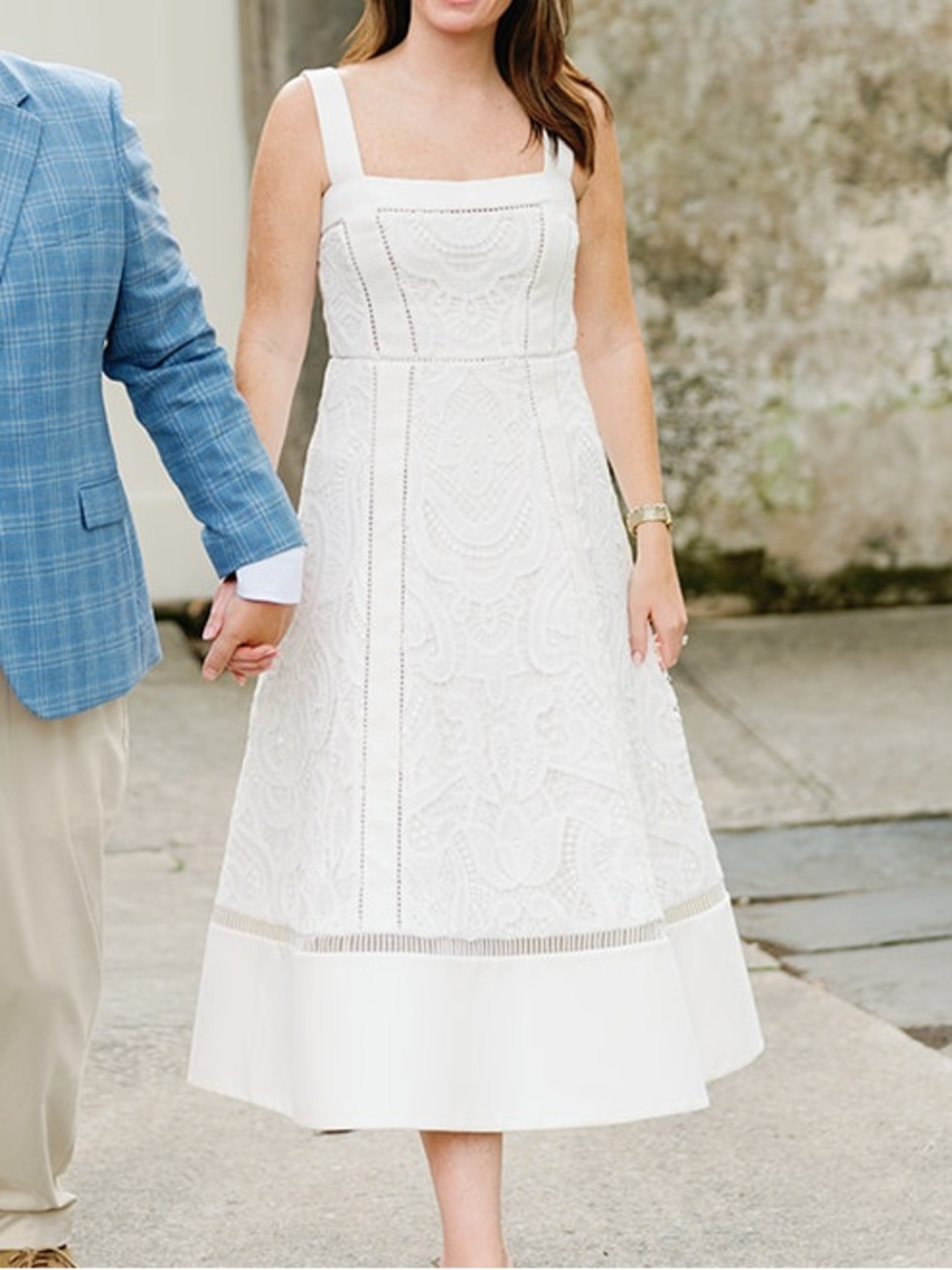 Alexis White Midi Dress with Square Neck